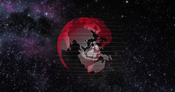 Red Earth Concept of Global Warming. Big data 3d Earth. Binary code surrounding globe rotating. Retro digital Earth. Digital data globe,abstract 3D rendering of data network surrounding planet earth. — Stock Photo, Image