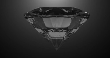 Güzel büyük kristal parlak yuvarlak kesim elmas, siyah ayna karşısında döner izole arka plan. Yan görüntüyü kapat. Kusursuz döngü 4k cg 3D animasyon