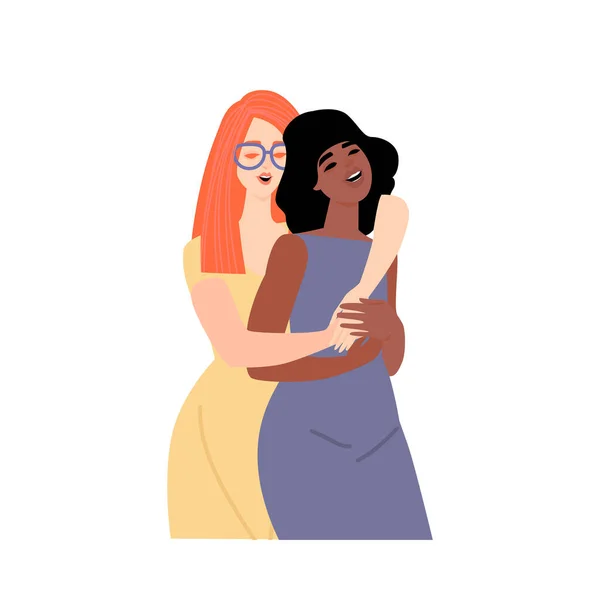 Deux Filles Embrassent Petite Amie Image Isolée Illustration Lgbt Conceptuelle — Image vectorielle