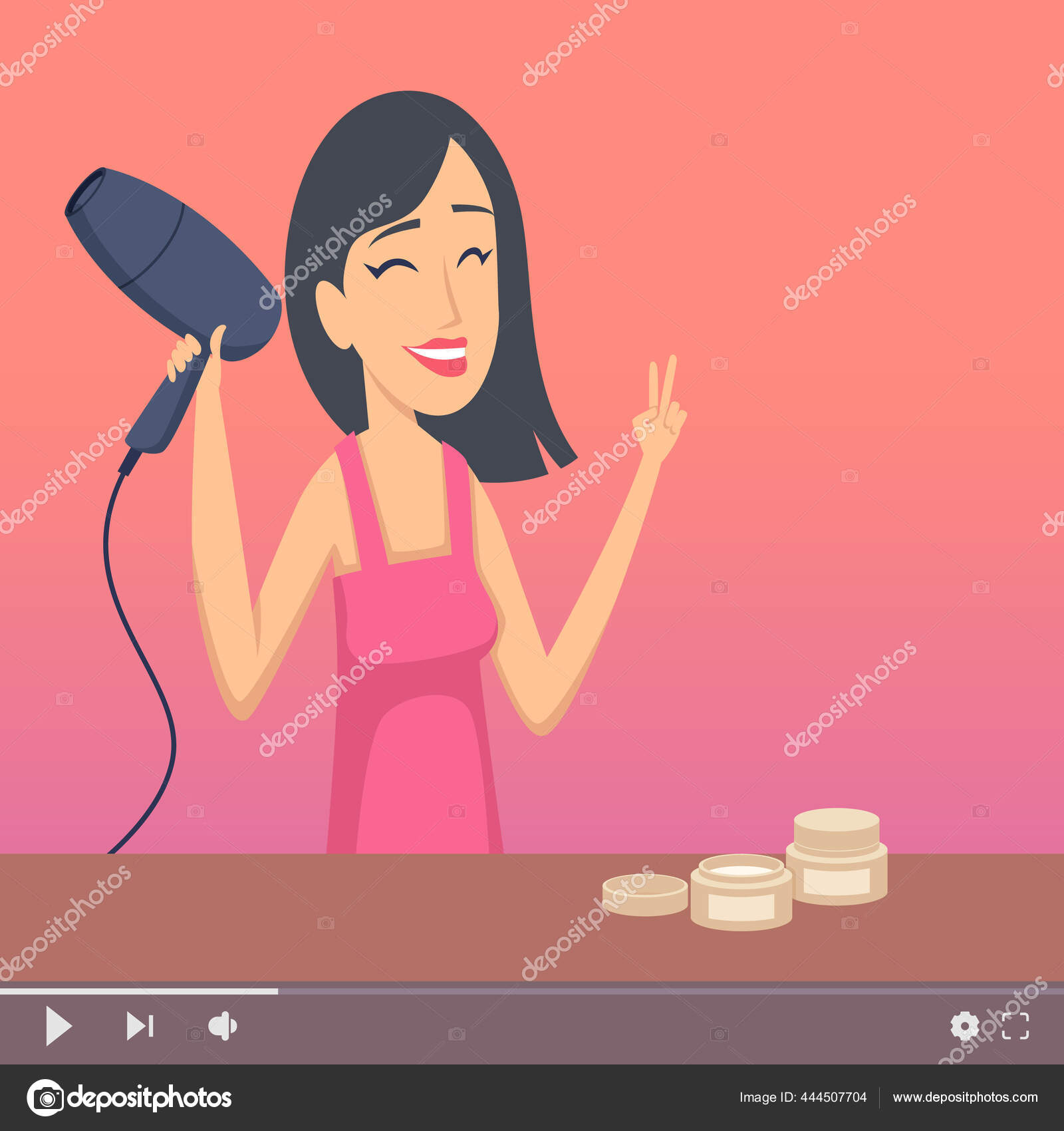 Video Blogger Beautiful Woman Make Up Artist And Hairdresser Digital Content Maker Online Courses Teacher Vector Illustration Vector Image By C Onyxprj Vector Stock 444507704