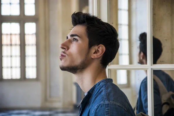 Young Handsome Man Inside Historic Building — Stock Photo, Image