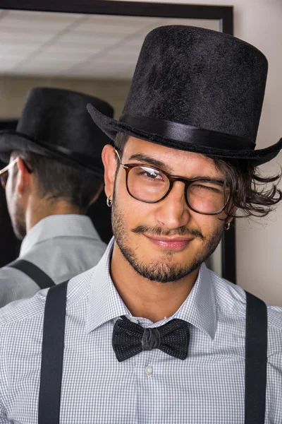 Stylish hipster with glasses and bow-tie — Stock Photo, Image