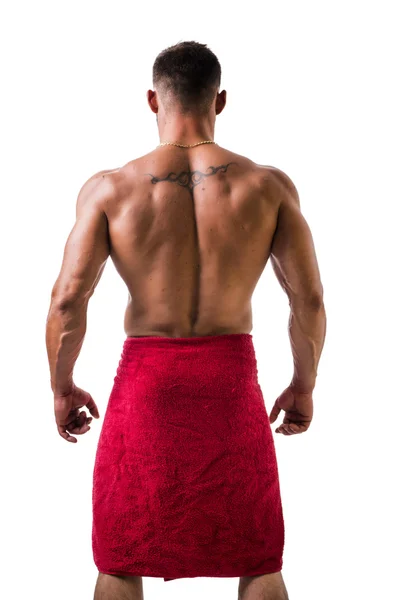 Hunk with towel around his neck back view — Stock Photo, Image