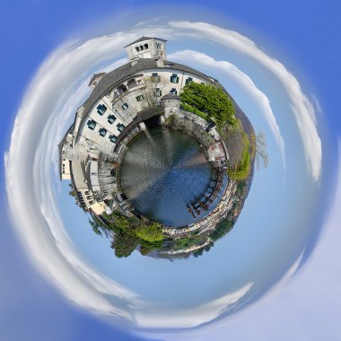 İtalya lake orta san giulio adada görünümünü