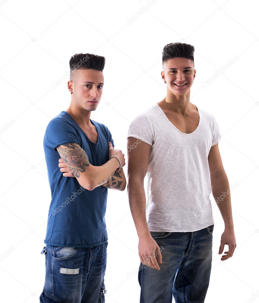Young Men in Trendy Attire with Mohawk Hairstyles