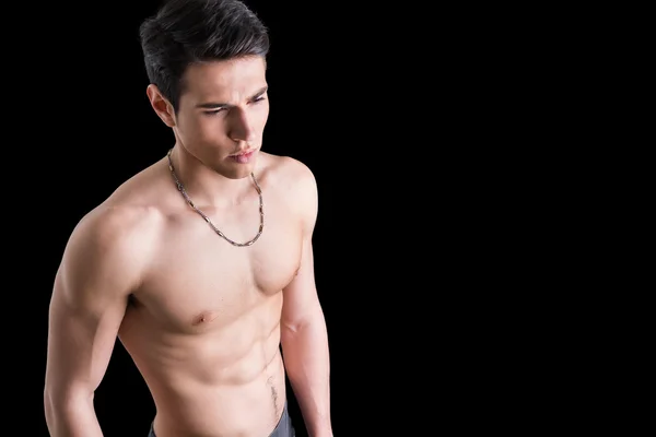 Handsome shirtless young man with athletic body — Stock Photo, Image