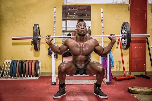 Hunky muscular black bodybuilder — Stock Photo, Image