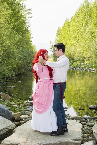 Fairy Tale Couple by the River — Stock Photo, Image