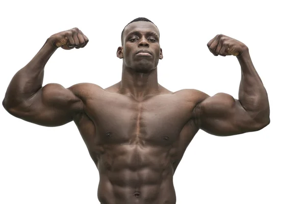 Attractive hunky black male bodybuilder posing — Stock Photo, Image