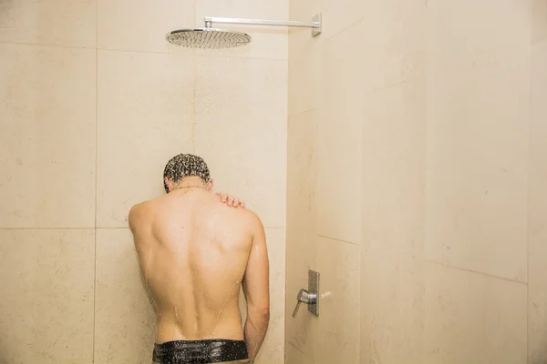 Attractive Young Athletic Man Taking Shower — Stock Photo, Image