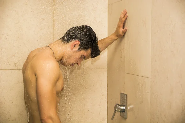 Attractive Young Muscular Man Taking Shower — Stock Photo, Image