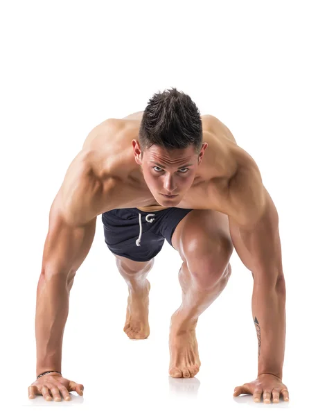 Handsome young man, ready for a sprint and run — Stock Photo, Image