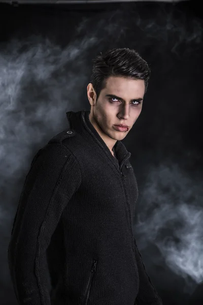 Portrait of a Young Vampire Man with Black Sweater — Stock Photo, Image