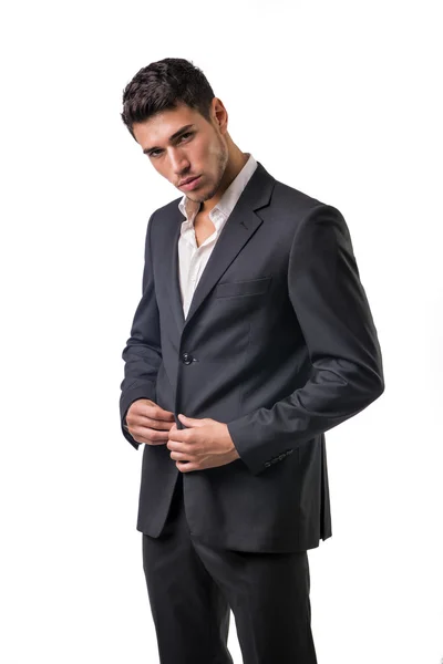 Young businessman confidently posing isolated on white — Stock Photo, Image