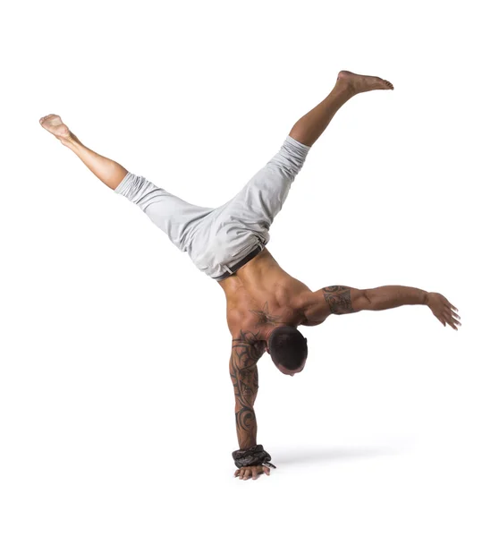 Male Acrobatic Dancer Balancing in Studio — Stockfoto