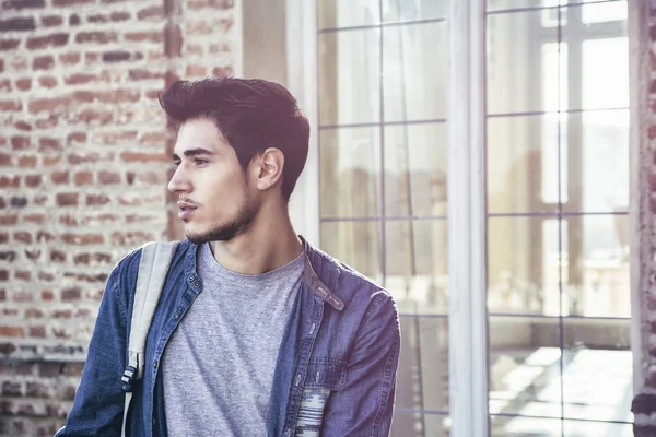 Young Handsome Man Outside Historic Building — Foto Stock