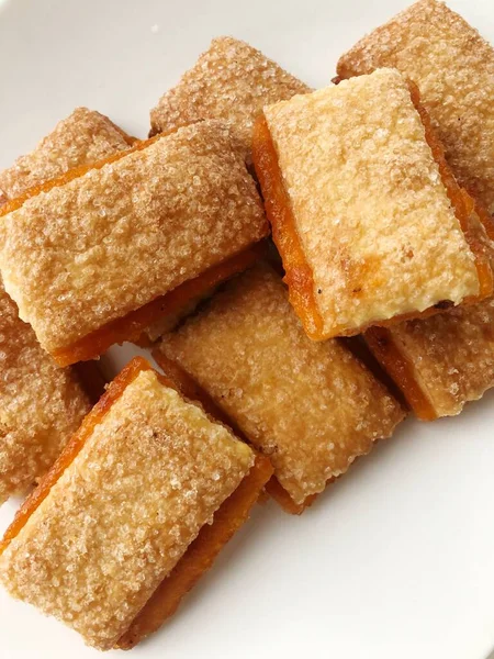 Heerlijke Koekjes Met Suiker Abrikozenjam — Stockfoto