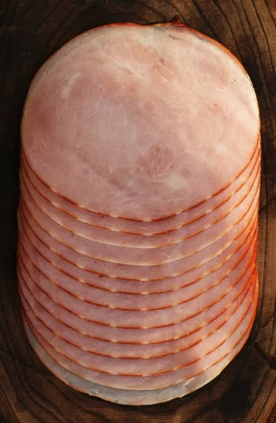Fresh Pink Ham Wooden Table — Stock Photo, Image