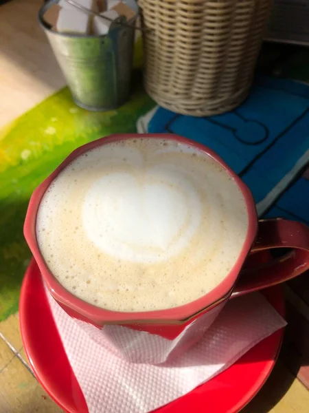 Leckerer Latte Mit Zimt Café — Stockfoto