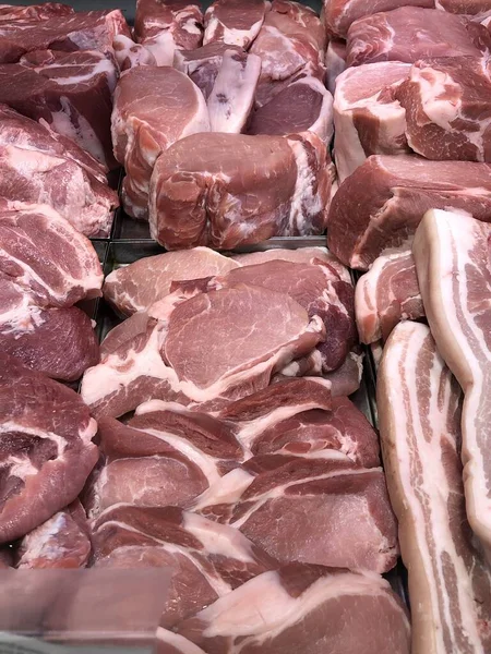 Carne Fresca Vacuno Cerdo Mercado — Foto de Stock