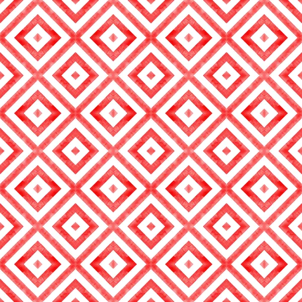 Aquarel Geometrische Ruit Pleinen Naadloos Patroon Rode Strepen Witte Achtergrond — Stockfoto