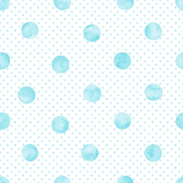 Polka Dot Aquarel Naadloos Patroon Abstract Aquarelblauwe Kleurcirkels Witte Achtergrond — Stockfoto