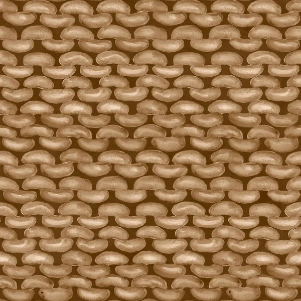 ベージュ茶色の現実的なニットシームレスパターン 水彩手塗りのニットの質感の背景には プルループがあります 手編みだ 繊維を包むための水彩冬の居心地の良い暖かいプリント — ストック写真