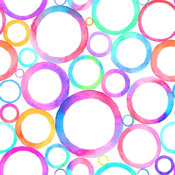 Cirkels Multi Gekleurde Aquarel Naadloos Patroon Abstract Aquarelachtergrond Met Kleurrijke — Stockfoto