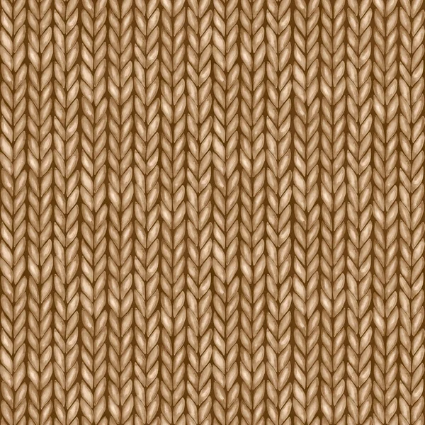 Beige Brun Realistisk Stickad Sömlös Mönster Akvarell Handfärg Sticka Textur — Stockfoto