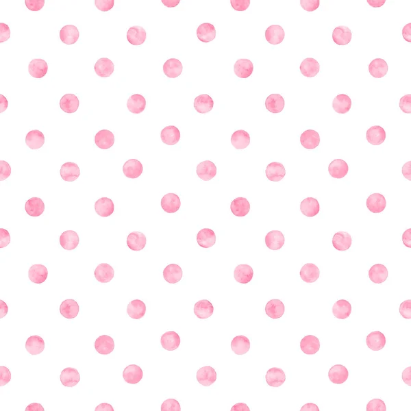 Polka Punto Rosa Acquerello Modello Senza Soluzione Continuità Cerchi Astratti — Foto Stock