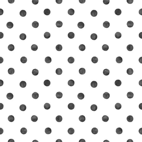 Polka Dot Black Watercolor Seamless Pattern Abstract Watercolour Background Color — Zdjęcie stockowe