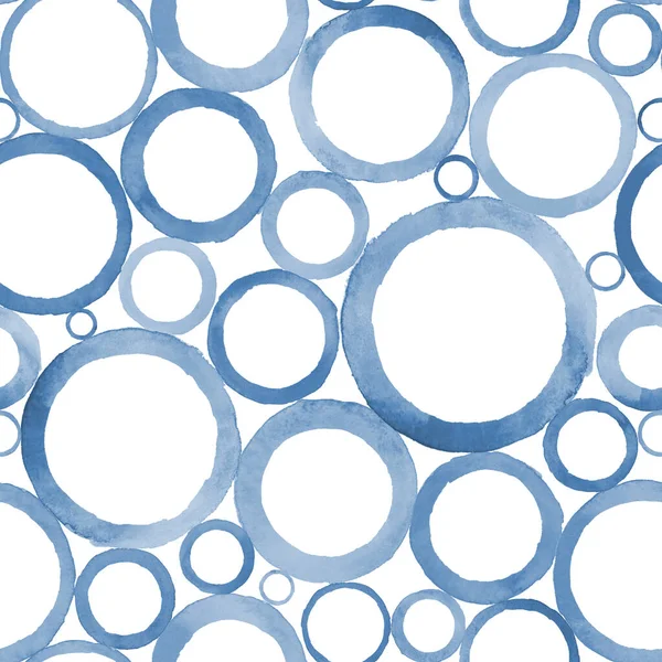 Circles Watercolor Seamless Pattern Abstract Blue Teal Turquoise White Color — Stock Photo, Image