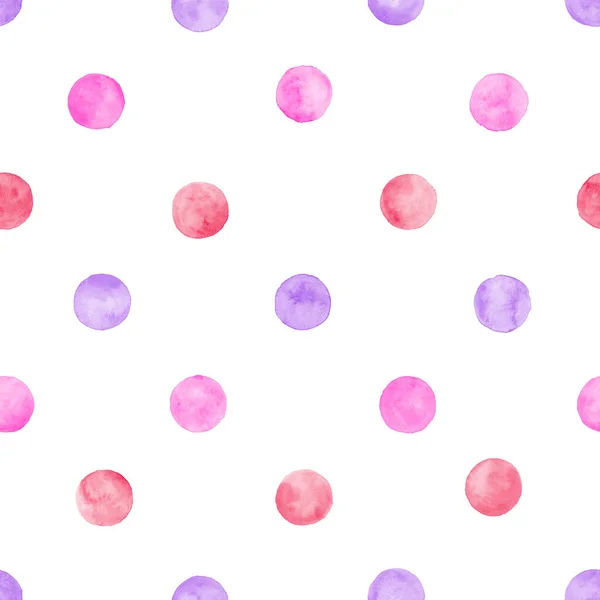 Polka Dot Pink Purple Red Watercolor Seamless Pattern Abstract Watercolour — 图库照片