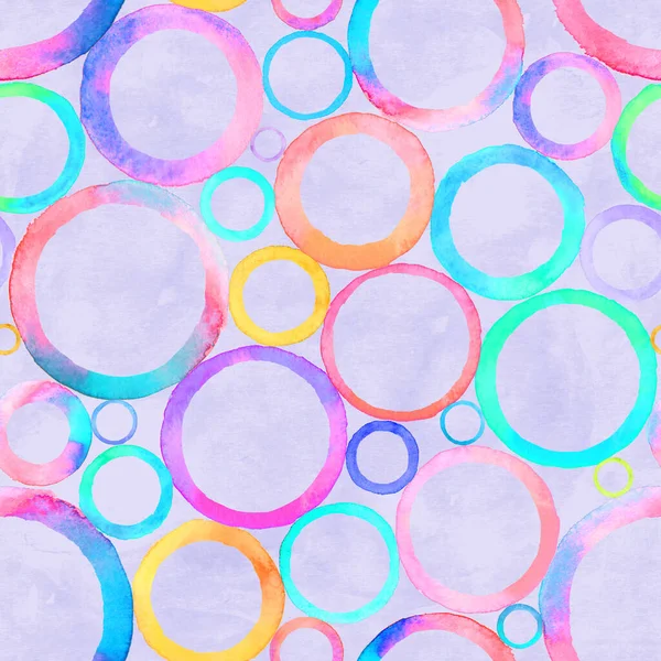 Cercle Multicolore Aquarelle Motif Sans Couture Cercles Colorés Abstraits Aquarelle — Photo