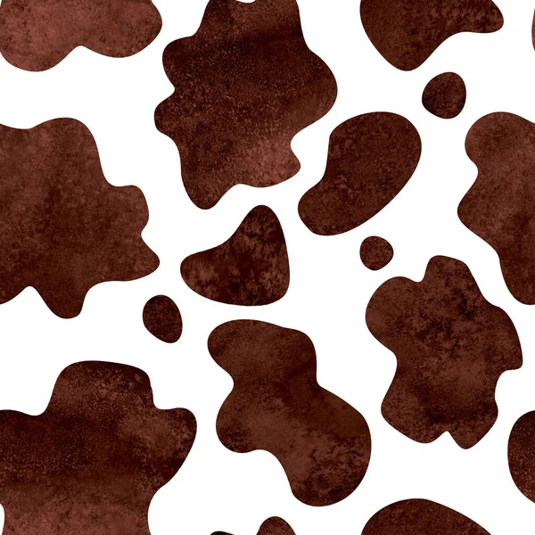 要旨黒と白の牛の斑点がシームレスなパターンの背景 水彩手描きの動物の毛皮の肌の質感を発見した テキスタイル 包装紙のための水彩テクスチャプリント — ストック写真