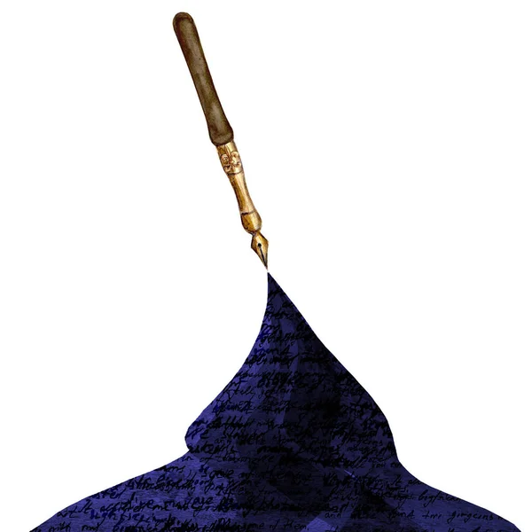 Pluma Estilográfica Estilo Vintage Con Tinta Derramada Púrpura Con Texto — Foto de Stock