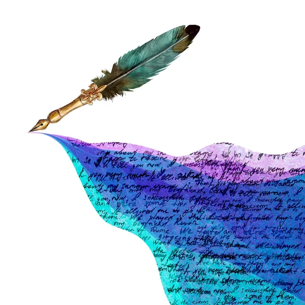 Pluma Estilográfica Estilo Vintage Con Tinta Colorida Derramada Texto Manuscrito — Foto de Stock