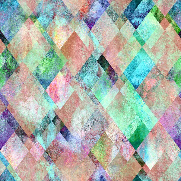 Diamond shapes seamless background. Watercolor colorful abstract mosaic diamonds texture. Print for textile, fabric, wallpaper, wrapping paper.