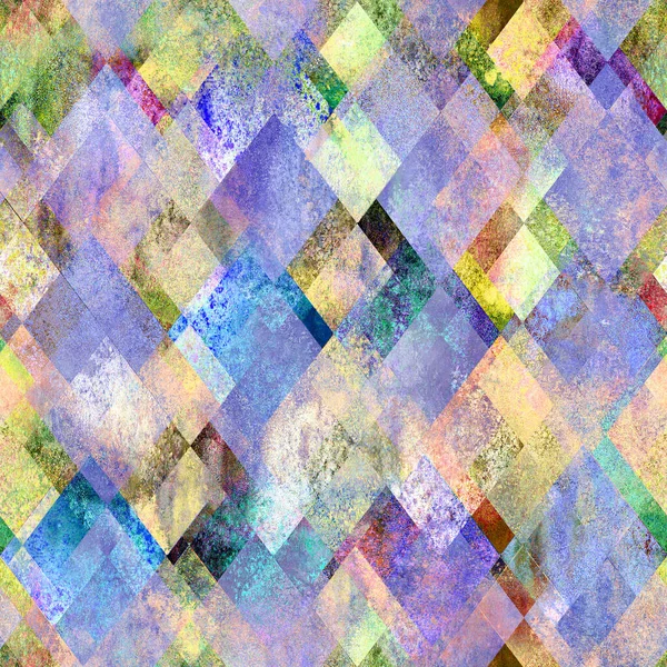 Diamond shapes seamless background. Watercolor colorful purple yellow abstract mosaic diamonds texture. Print for textile, fabric, wallpaper, wrapping paper.