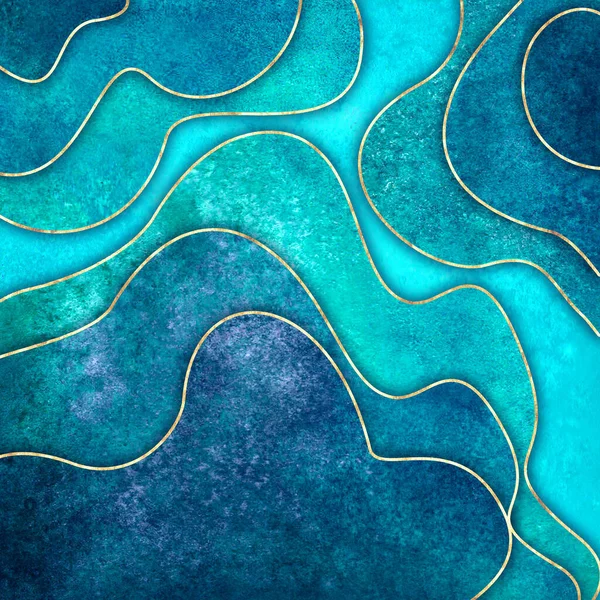 Abstract Zee Golf Vorm Zomer Aquarel Achtergrond Aquarel Hand Geschilderd — Stockfoto