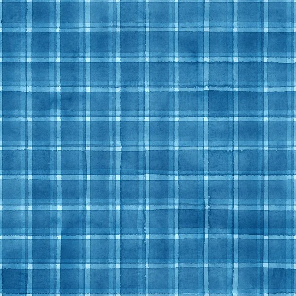 Striscia Acquerello Plaid Modello Senza Cuciture Strisce Blu Sfondo Bianco — Foto Stock