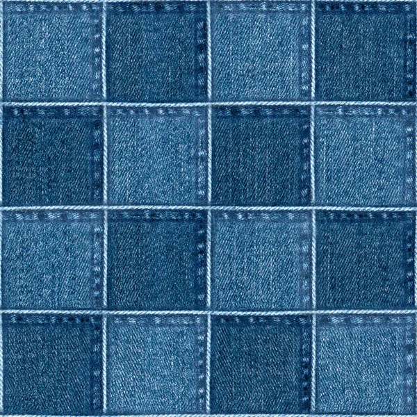 Jeans Lapptäcke Blå Rutig Mode Bakgrund Denim Grunge Strukturerad Sömlös — Stockfoto