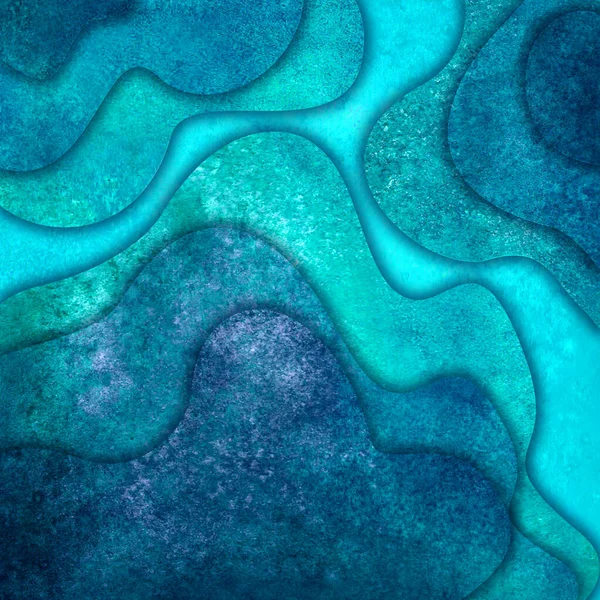 Abstract Zee Golf Vorm Zomer Aquarel Achtergrond Aquarel Hand Geschilderd — Stockfoto