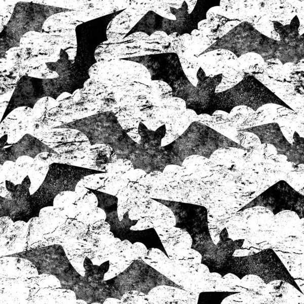 Απόκριες Υδατογραφία Grunge Αδιάλειπτη Μοτίβο Μαύρες Σιλουέτες Των Ιπτάμενων Νυχτερίδων — Φωτογραφία Αρχείου