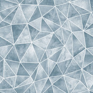 Soyut geometrik üçgenler kusursuz desen. Suluboya gri ve beyaz el çizimi. Geometrik üçgen şekilli suluboya kolajı. Tekstil, duvar kâğıdı ve ambalaj için yazdır.