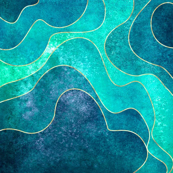 Abstract Aquarel Creatieve Achtergrond Met Kleurrijke Heldere Teal Turquoise Groen — Stockfoto