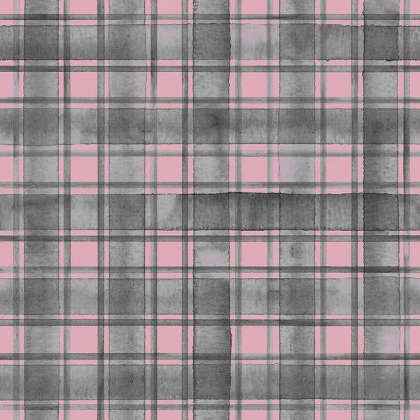 Watercolor Grunge Shabby Chic Stripe Plaid Seamless Pattern Grey Stripes — 图库照片