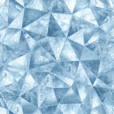 Soyut geometrik üçgenler kusursuz desen. Suluboya çivit mavisi el çizimi. Geometrik üçgen şekilli suluboya kolajı. Tekstil, duvar kâğıdı ve ambalaj için yazdır.