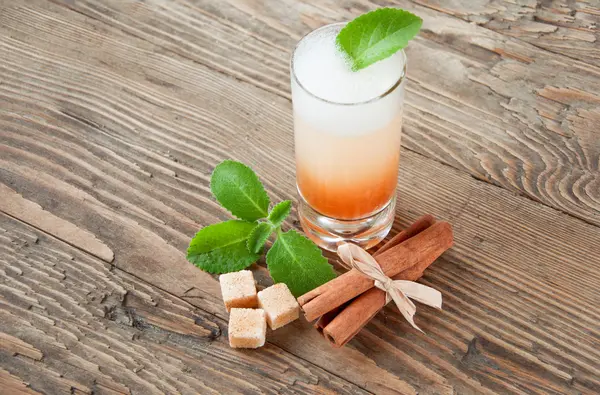 Drink in with cinnamon mint and sugar — Stock Photo, Image