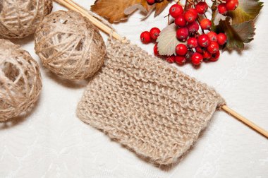 bej ve kırmızı çilek örgü